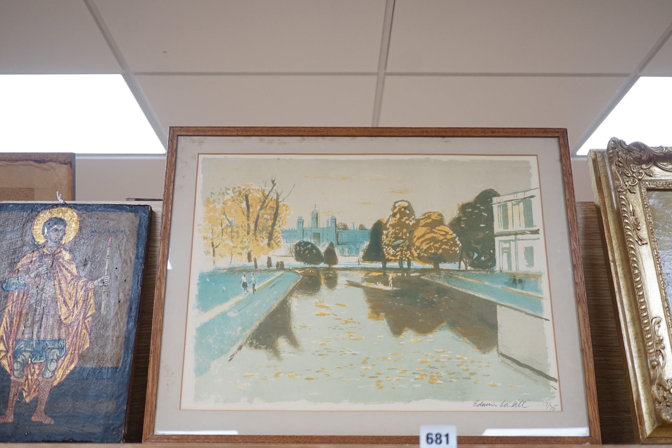 Edwin La Dell (1914-1970), lithograph, 'St John's College, Cambridge', signed in pencil, 17/75, 36 x 48cm